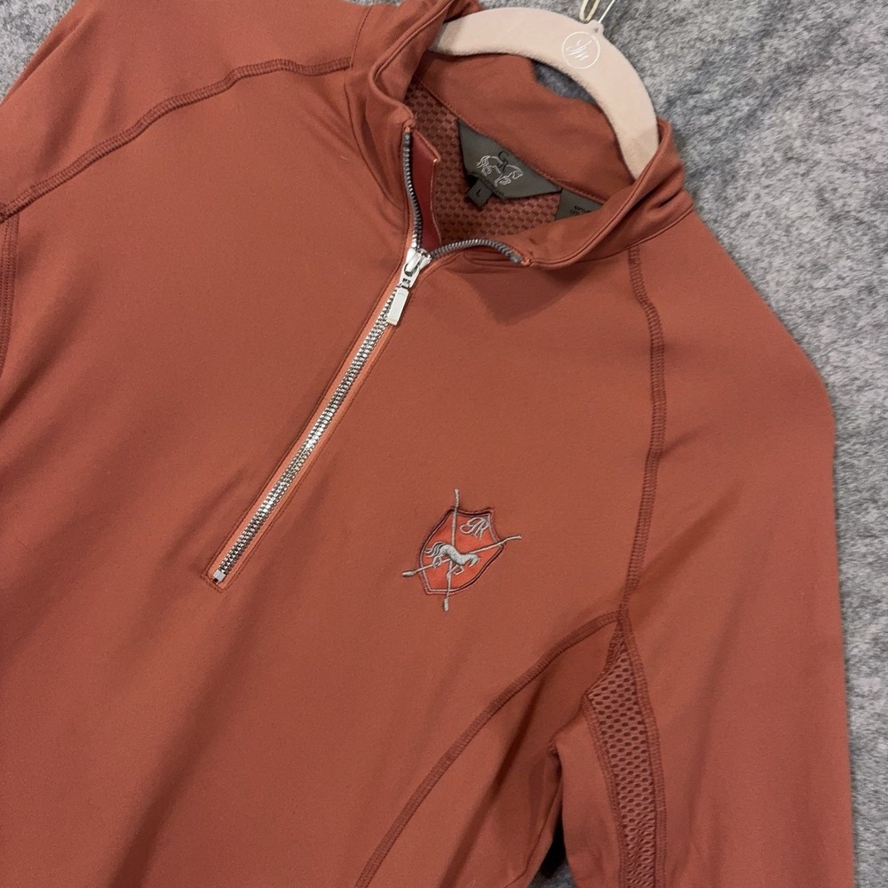 Goode Rider 1/2 Zip Jacket Top Womens Sz L Rust Orange Vented Equestrian